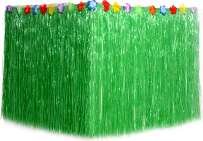 Produktbild von Tischrock mit Hawaii-Motiv und Blumen, wasserdicht, wiederverwendbar, dicht, für tropische Strand- und Dschungelpartys, Party-Dekoration, Gras-Tischrock