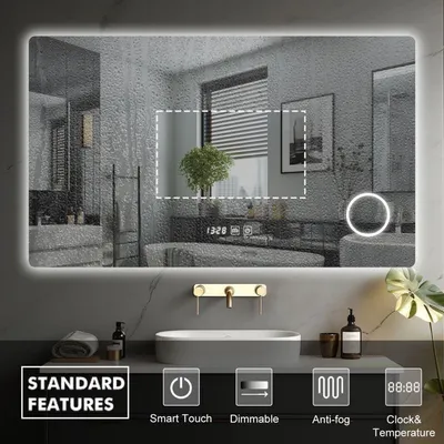 Obrázok produktu pre IREDA Kúpeľňové zrkadlo s LED osvetlením, 90 x 70 cm