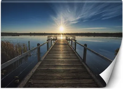 Produktbild von Vlies fototapete See bei Sonnenuntergang Steg 250x175 cm Feeby Blau inkl. Kleber einfache Montage