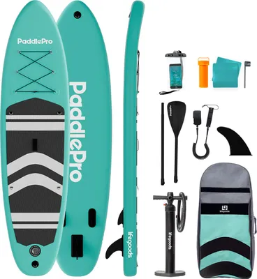 Produktbild von LifeGoods PaddlePro SUP Board - Aufblasbares Paddle Board - Komplettes Set - Max. 150 KG - 320x81 cm - Mintgrün/Schwarz