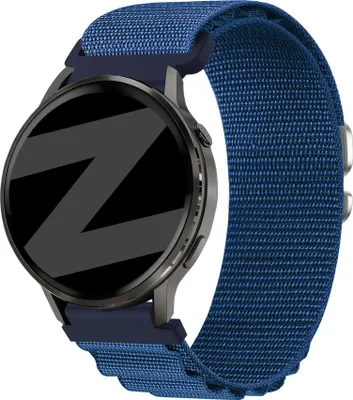 Produktbild von Bandz Nylonband 'Alpine' (22mm) - Geeignet für Garmin Vivoactive 4 / Garmin Venu 2 / Garmin Venu 3 / Garmin Forerunner 255 / Garmin Forerunner 265 / Garmin Forerunner 570 - 47mm / Garmin Venu 4 - 45mm - Blau