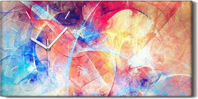 Produktbild von Wanduhr Uhr Wandbild Leinwand Geräuschlos 60x30 Malerei Abstrakte Kunst - weiße Hände