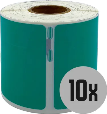 Produktbild von DULA Etiketten - Kompatibel mit Dymo Compatible labels - Groen - 99014 - S0722430 - Verzend- en naambadge etiketten - 10 rollen - 101 x 54 mm - 220 labels per rol