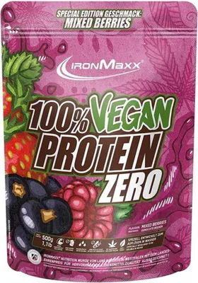 Produktbild von IronMaxx 100% Vegan Protein Zero – 500g-Beutel Mixed Berries