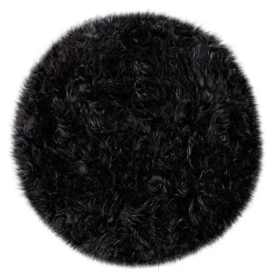 Produktbild von Kunstfell Fellteppich Imitat Sitzkissen Herzform Rund Verschiedene Formen Schwarz Grösse 45 cm Rund