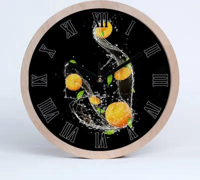 Produktbild von Holzuhr 20fi cm wanduhr - schwarze Spitzen - Aprikosen und Wasser