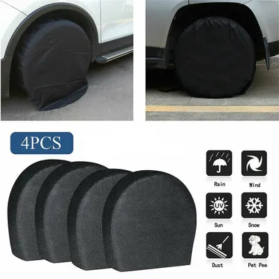 Produktbild von 4 Pack wasserdichte Reifenabdeckung Reserverad Rad Wohnmobil Anhänger Camper Anti-Korrosions-Reifenschutz - Schwarz S