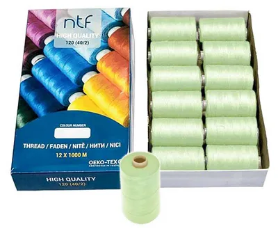 Produktbild von Universal Nähgarn Polyester 12 Spulen 40/2 120er je 1000m Allesnäher Farbwahl