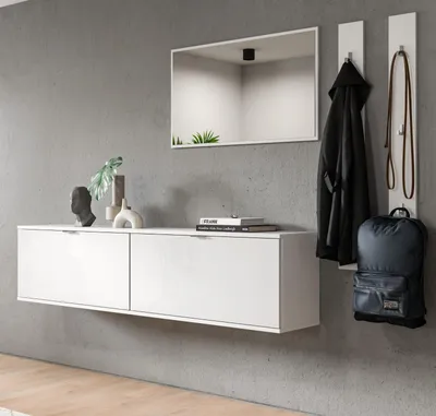 Produktbild von Garderobe Set 5-teilig "SystemX" in weiß Hochglanz Garderobenkombination 238 cm
