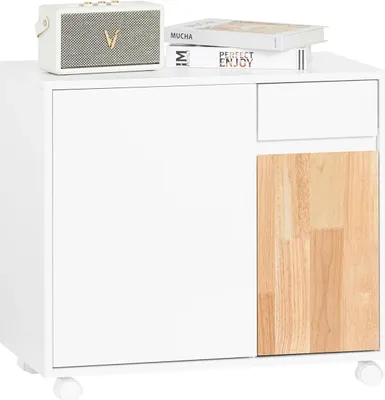 Image de ASK04-WN, Armoire de classement/support d'imprimante sur roulettes, blanc pour le bureau