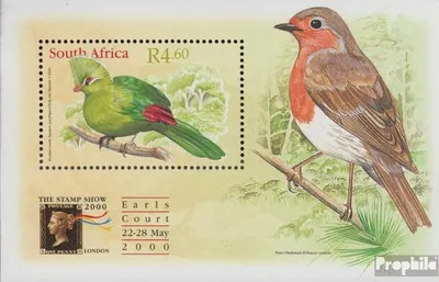 Produktbild von Briefmarken Südafrika 2000 Mi Block80 (kompl.Ausg.) postfrisch Federhelmturako