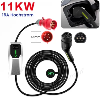 Produktbild von Charging Gun 16A EVSE EU EV Ladekabel Type2 tragbares Ladegerät Box 11KW ev Ladegerät 5m