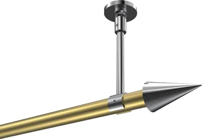 Produktbild von Interdeco Gardinenstange / Vorhangstange Messing-Optik / Chrom, Typ Sonette Savio (Kegel) ohne Ringe, Deckenmontage, 20 mm Ø 1-läufig, 520 cm