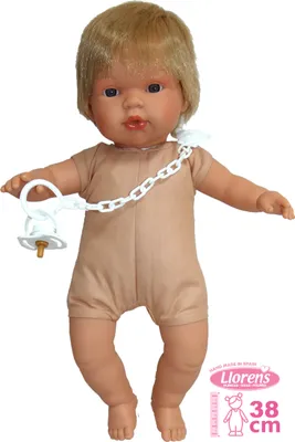 Zdjęcie produktu dla Llorens 385S SASHA – realistyczna lalka z dźwiękami i miękkim, materiałowym ciałem – 38 cm