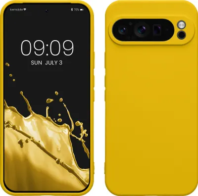 Produktbild von kwmobile Slim Case kompatibel mit Google Pixel 9 Pro XL Hülle - Handyhülle aus Silikon in Strahlend Gelb