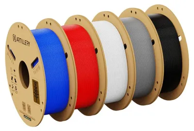 Produktbild von PLA Filament 3D Drucker - 1,75 mm - 5 kg Set (5×1 kg Spulen) - Für FDM 3D Drucker - Mehrfarbig Rot Weiß Blau Schwarz