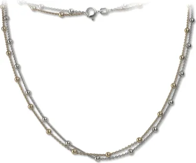 Produktbild von SilberDream Collier Echt 925 Silber vergoldet 45cm Kugeln silber gold D2SDK22345T