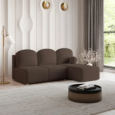 Produktbild von Masseno Ecksofa TRAMA mit Schlaffunktion L-Form, Sofa mit Bettkasten, Wohnzimmersofa, Couch, Soffa, Bettsofa, Couchgarnitur- Braun, QUELLE 25