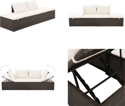 Produktbild von vidaXL Gartenbett Braun 195×60 cm Poly Rattan - Gartenliege - Gartenliegen - Sonnenliege - Sonnenliegen