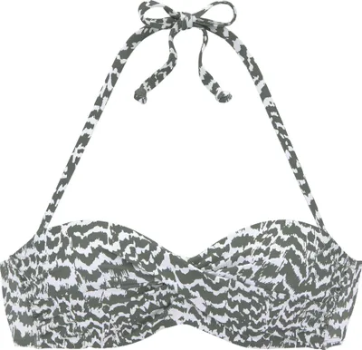 Produktbild von LASCANA Bügel-Bandeau-Bikini-Top Sansa oliv-bedruckt Größe 42 Cup E