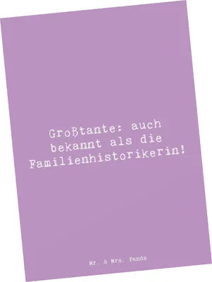Produktbild von Mr. & Mrs. Panda Postkarte Spruch Großtante Historikerin - Lavendeltraum - Geschenk, Anekdoten, Dankeschön, Lebenserfahrung, bildkarte, herzerwärmende Sprüche, liebevoll