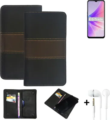Produktbild von K-S-Trade Handyhülle + Kopfhörer kompatibel mit Oppo A77 5G Schutzhülle Walletcase Bookstyle Tasche Schutz Case Hülle Wallet Cover Kunstleder