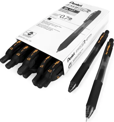 Produktbild von Pentel Energel X, ausziehbare Gelstifte – 0,7 mm – Schwarze Tinte – Packung mit 12 Stück