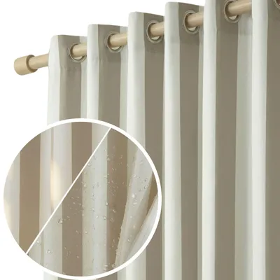 Zdjęcie produktu dla Zasłona Ogrodowa Na Przelotkach Tarasowa Wodoodporna Beżowa Stripes 140X220