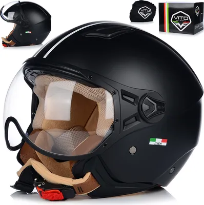Produktbild von Jet Helm Mopedhelm | VITO MODA | Herren und Damen | Jethelm mit Visier | ECE 22.06  | Motorradhelm | S (55-56cm)