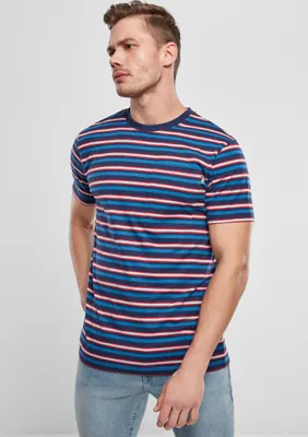 Immagine prodotto di Urban Classics Maglietta Fast Stripe Pocket Tee Blu scuro/Cityred-S
