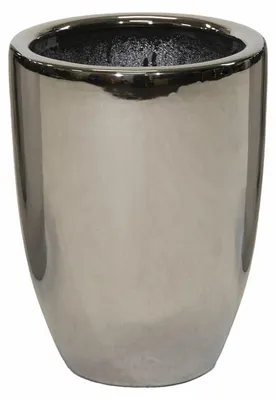Produktbild von Mega Collections Blumentopf Emperor High - rund - silber - D26 x H35 cm - glanzend