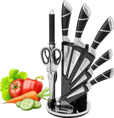 Immagine prodotto di Set di coltelli da cucina, acciaio inossidabile ad alto tenore di carbonio, design professionale, nero