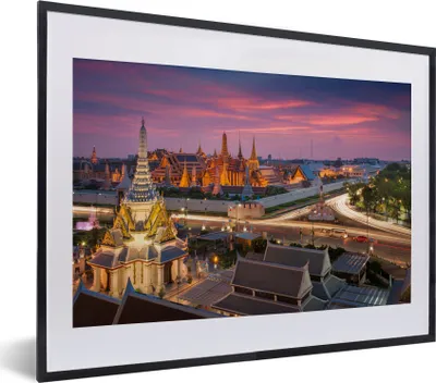 Produktbild von MuchoWow® MuchoWow® Gerahmtes Poster Thailand - Palast - Abenddämmerung 40x30 cm - Poster mit zchwarzem Bilderrahmen - Bilderrahmen - Poster im Rahmen