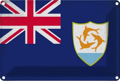 Produktbild von vianmo Blechschild 12x18 cm Anguilla Vintage Flagge Fahne Wappen