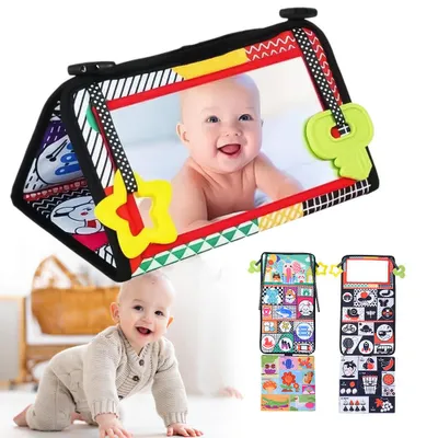Produktbild von Babyspiegelspielzeug, faltbare Babybauchposition, visuelle, auditive und taktile Stimulation, Montessori-Spielzeug für Neugeborene ab 3 Monaten
