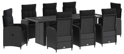 Obrázek produktu pro vidaXL Venkovní set stolů, 9 kusů, černý, polyratan
