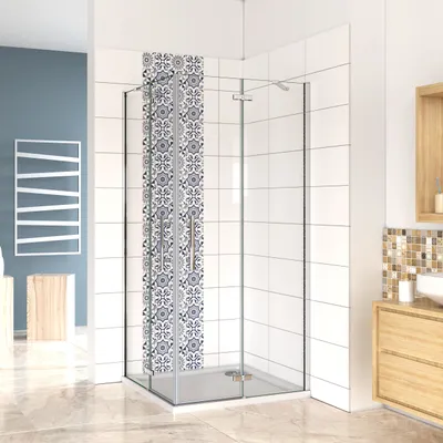Produktbild von 120x120x195cm Scharniertür Nischentür Duschtür Duschkabine Duschabtrennung ohne Duschtasse