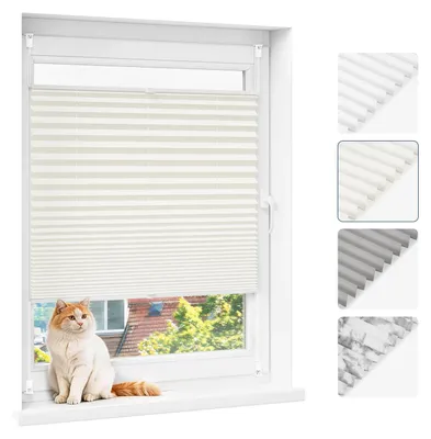 Produktbild von Plisseerollo - Fenster- und Türrollo - 65 x 100 cm - Beige - Ohne Bohren - Lichtdurchlässig - Sichtschutz