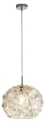 Immagine prodotto di Lampada a Sospensione in Vetro Soffiato Ambra, Diametro 35 cm, Attacco E27, Design Elegante e Moderno per Interni Raffinati - Perenz