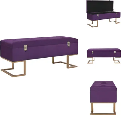 Image de Banc vidaXL avec rangement, 105 cm, velours violet - Bancs de rangement et bancs d'entrée