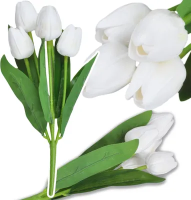 Obrázek produktu pro Tulipánová kytice Jarní živé umělé květiny z pěny Bílá