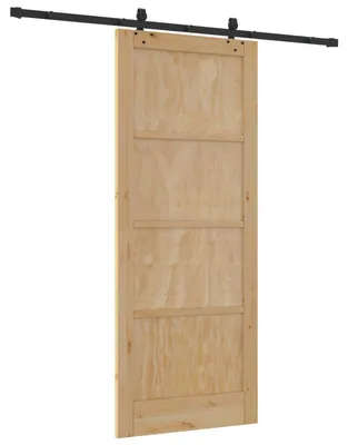 Image de Porte coulissante Naturel et noir 86 x 211 cm