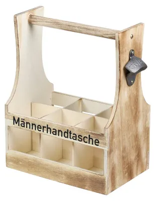 Produktbild von KESPER Flaschenträger, geflammt, Sperrholz, mit Öffner, für 6 Flaschen, Männerhandtasche, 6626413
