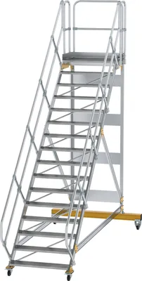 Produktbild von Günzburger Steigtechnik Plattformtreppe 45° fahrbar Stufenbreite 1 m 16 Stufen Aluminium geriffelt - 600816