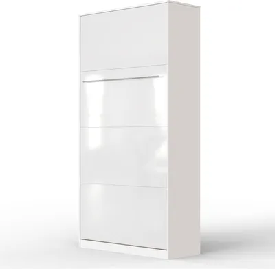 Produktbild von SMARTBett Schrankbett Standard  Weiss/Weiss Hochglanzfront 90 Vertikal