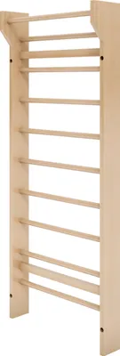 Produktbild von GORILLA SPORTS® Sprossenwand - 195 x 80 x 14cm cm, bis 100 kg Belastbar, mit 10 Sprossen, zur Wandmontage, aus Holz - Klettergerüst, Kletterwand, Fitness Turnwand, Schwedische Leiter