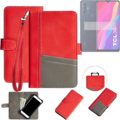Produktbild von K-S-Trade Handy Schutzhülle für TCL 30 E Hülle Portemonnee Brieftasche Klapphülle Kartenfächer Flip Wallet Case Etui