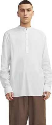 Immagine prodotto di Jack & Jones Camicia estiva a mezza abbottonatura in lino a maniche lunghe Bianco S Uomo Bianco S