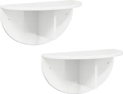 Image de Étagère murale vidaXL, 2 pièces, blanc brillant, 48 x 24 x 24 cm, aggloméré