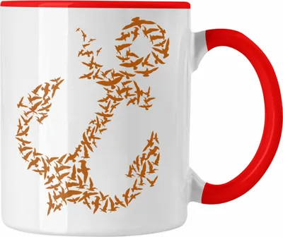 Produktbild von Trendation - Tasse für Segler Geschenke Männer Tasse Geschenkideen Zubehör Gadgeds Segeln Lustig Anker Grafik Kapitän (Rot)